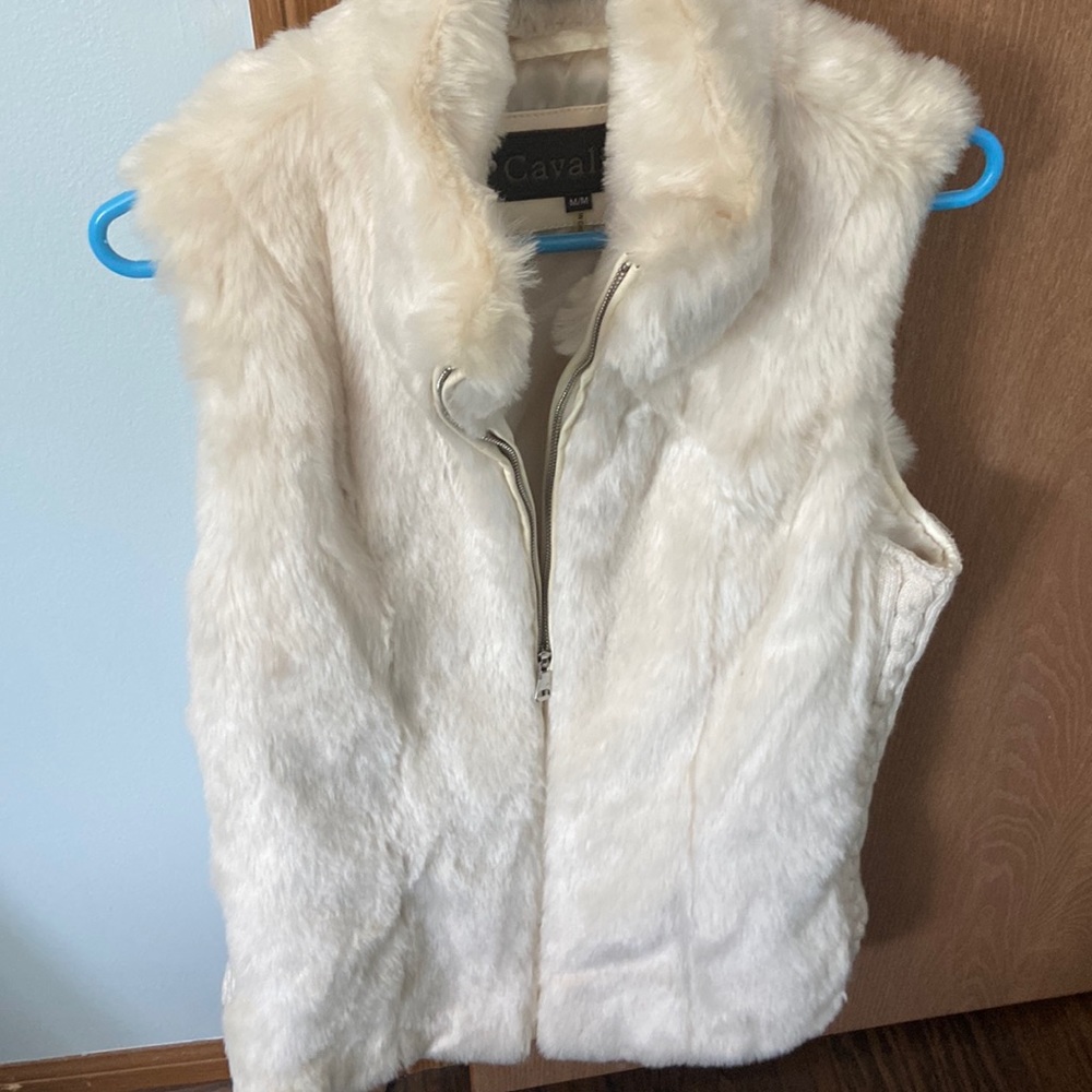 CAVALINI Off white faux fur vest